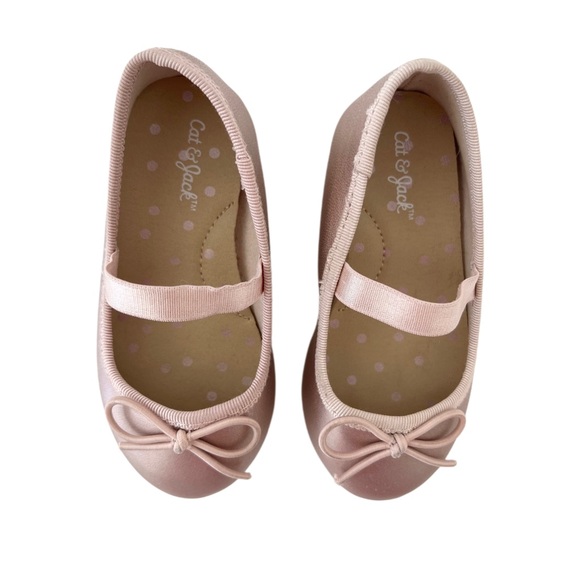 Cat & Jack Pink Blush Ballet Flats with Bow | Baby Girl Size 5 - Picture 3 of 8